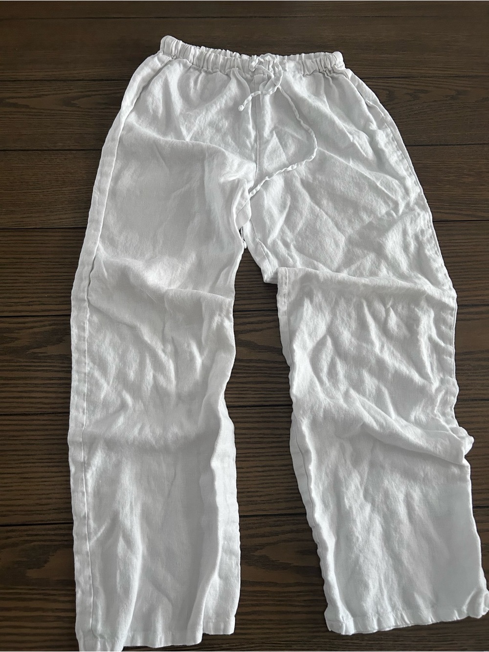 Reformation White Linen Drawstring Waist Pants